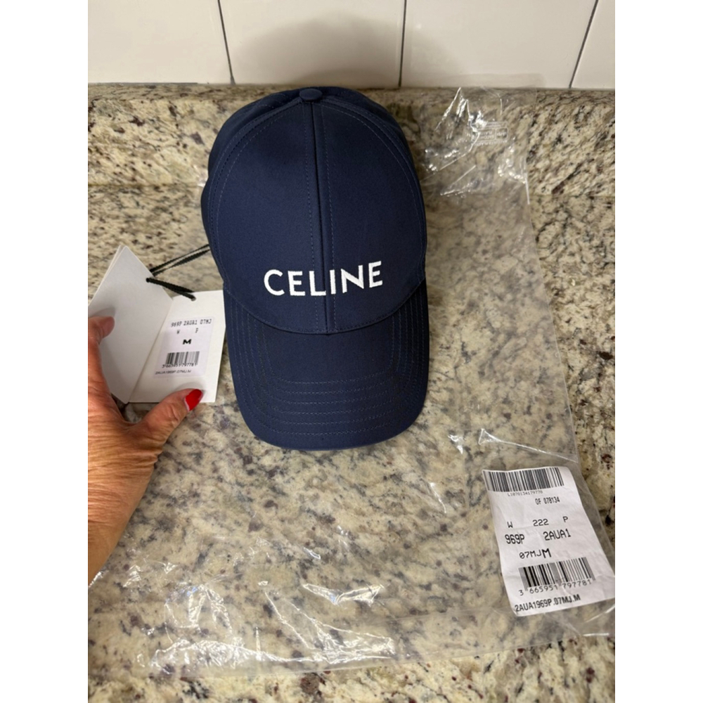 Celine Navy Blue & White Logo Baseball Cap Size M - Picture 3 of 5